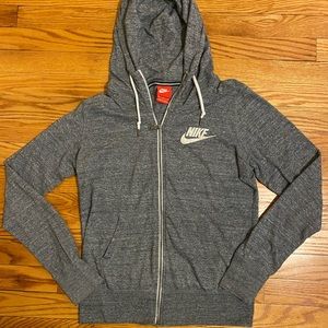 Women's Gray Nike zip up hoodie with front pockets
